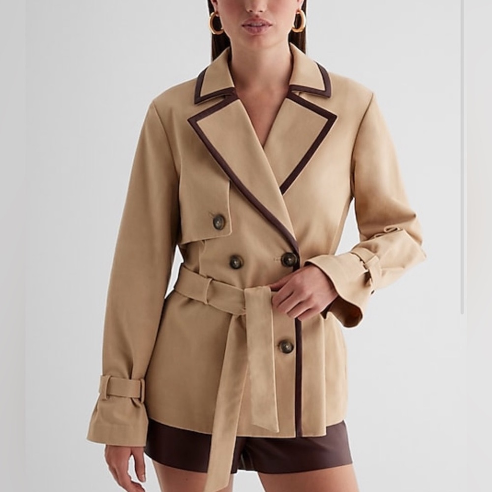 Belted Tipped Short Trench Express  Jacket